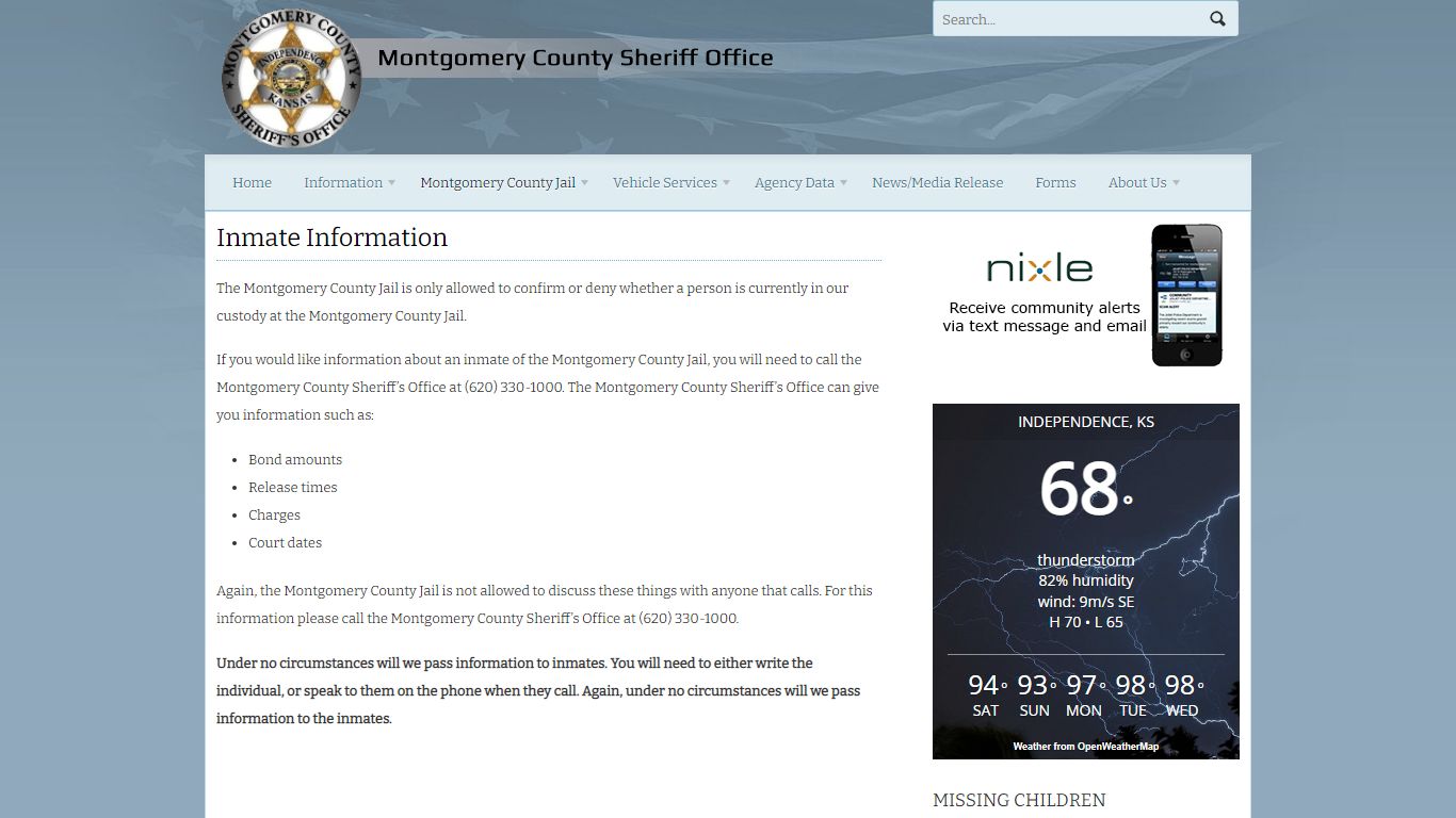 Inmate Information | Montgomery County Sheriff's Office Website